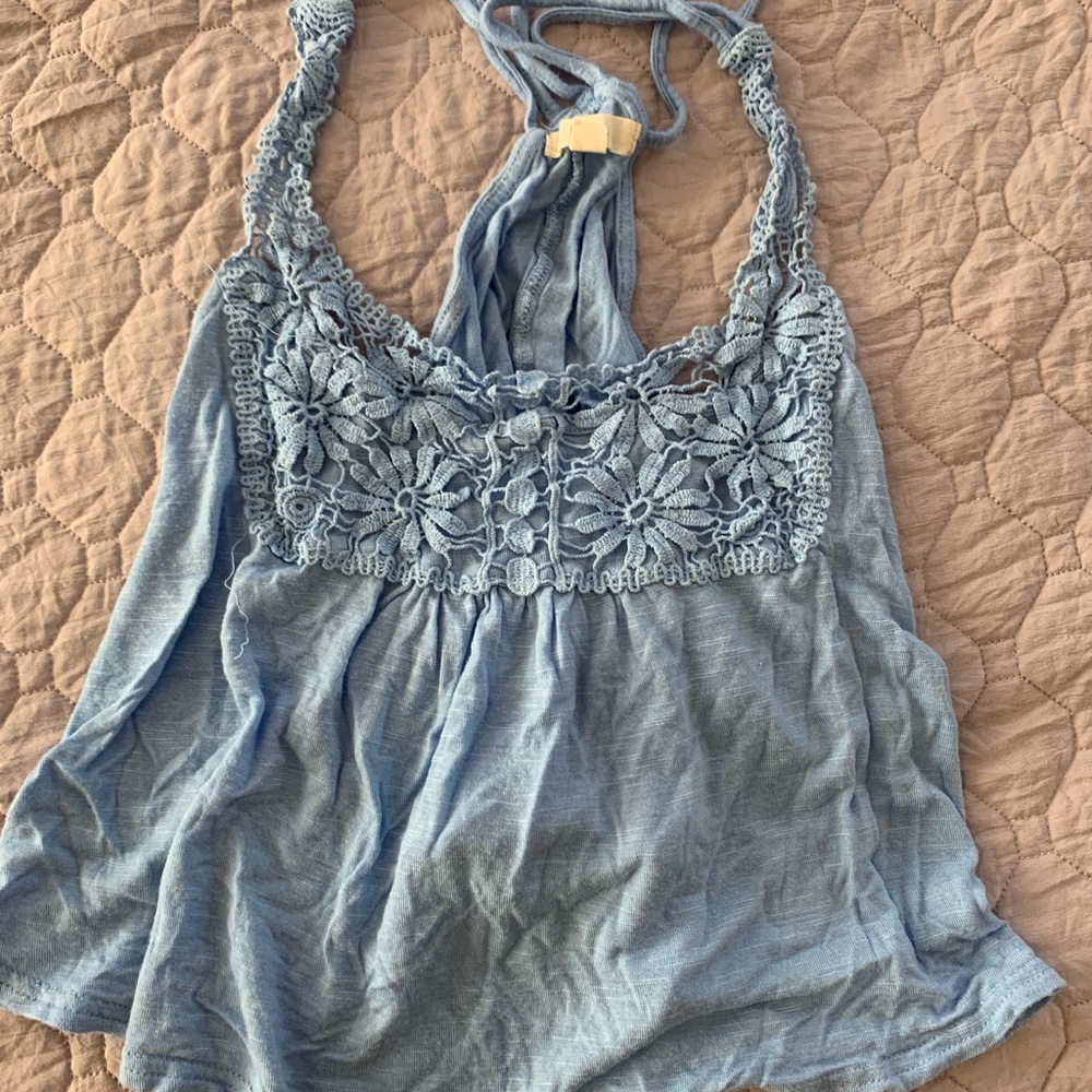 Light Blue Floral Crop Top